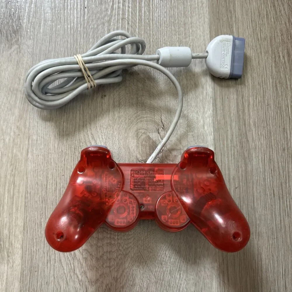 Sony PlayStation One PSOne PS1 Analog Controller DualShock Red SCPH-110 Tested